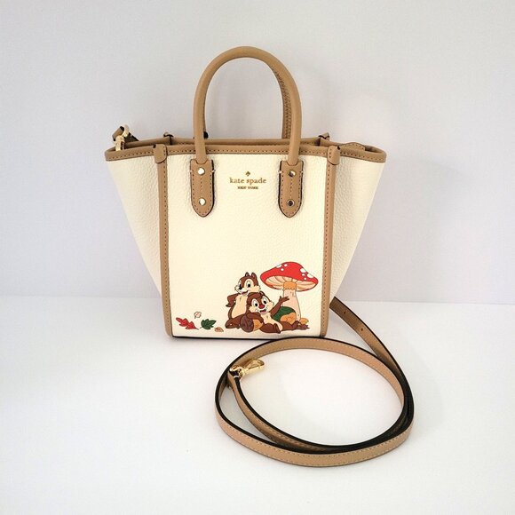 Kate Spade KL749 Disney X Chip N Dale Mini Tote Crossbody Handbag Meringue - Picture 1 of 6